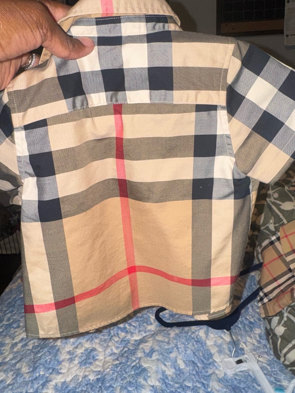 Burberry Plaid Short-Sleeve Shirt - Beige/Navy/Pink - Kids